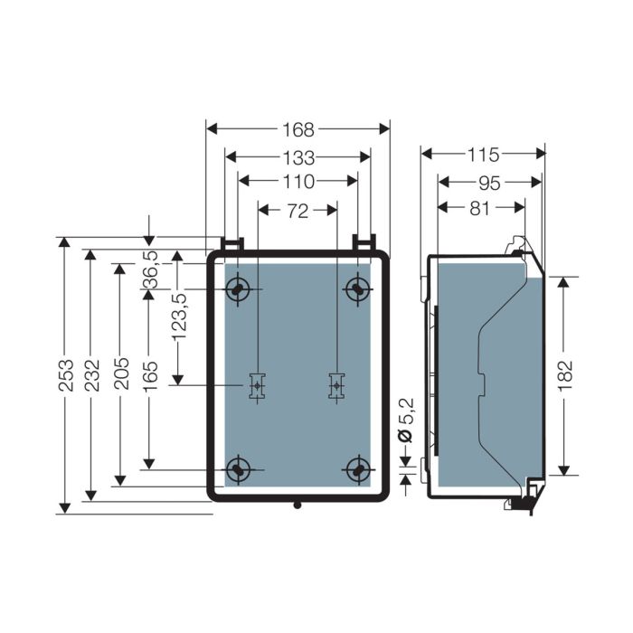 Коробка порожня KG 9002, 253x168x115 мм, з прозорими дверцятами, IP66 | HENSEL