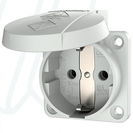 Розетка панельна SCHUKO 16A 2п+З 230В, IP54 біла (клеми plug-in), MENNEKES (артикул 11010)