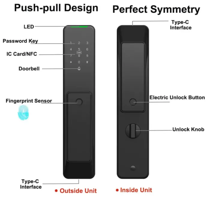 Розумний дверний біометричний замок SEVEN LOCK SL-7775BF black