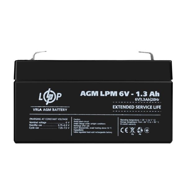 Акумулятор AGM LPM 6V - 1.3 Ah Уцінка 10.2024