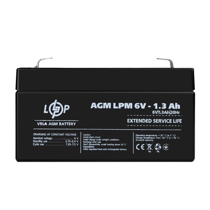 Акумулятор AGM LPM 6V - 1.3 Ah Уцінка 10.2024