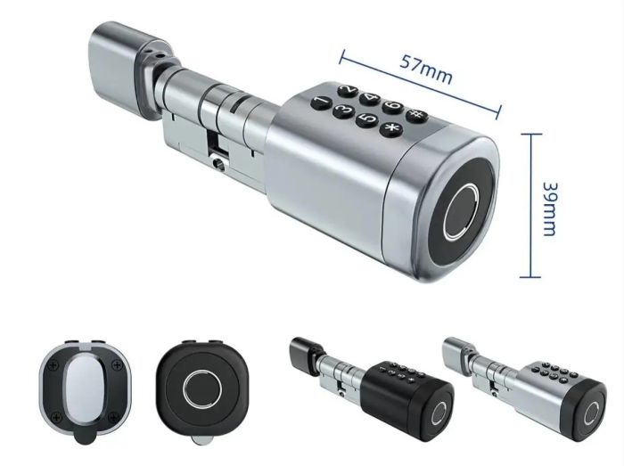 Розумний дверний біометричний замок (циліндр) SEVEN LOCK SL-7774BF silver (100-150мм)