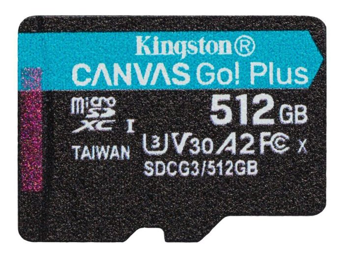 Карта пам'яті microSDXC (UHS-1 U3) Kingston Canvas Go Plus 512Gb class 10 A2 V30 (R170MB/s, W90MB/s) (SDCG3/512GBSP)