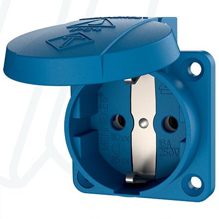 Розетка панельна SCHUKO 16A 2п+З 230В, IP54 синя (клеми plug-in), MENNEKES (артикул 11011)