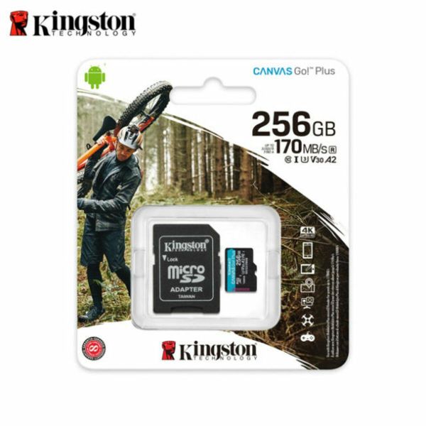 Карта пам'яті microSDXC (UHS-1 U3) Kingston Canvas Go Plus 256Gb class 10 A2 V30 (R170MB/s, W90MB/s) (SDCG3/256GBSP)