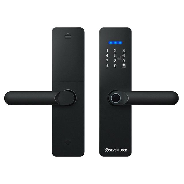 Розумний дверний біометричний замок SEVEN LOCK SL-7740BF black (врізна частина 5050)