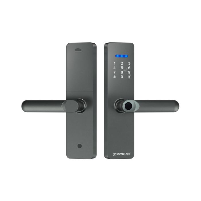 Розумний дверний біометричний замок SEVEN LOCK SL-7740BF grey (врізна частина 5050)