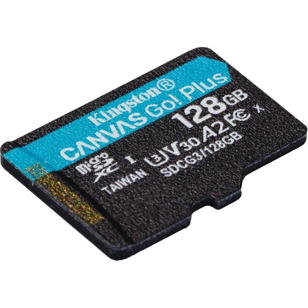 Карта пам'яті microSDXC (UHS-1 U3) Kingston Canvas Go Plus 128Gb class 10 A2 V30 (R170MB/s, W90MB/s) (SDCG3/128GBSP)