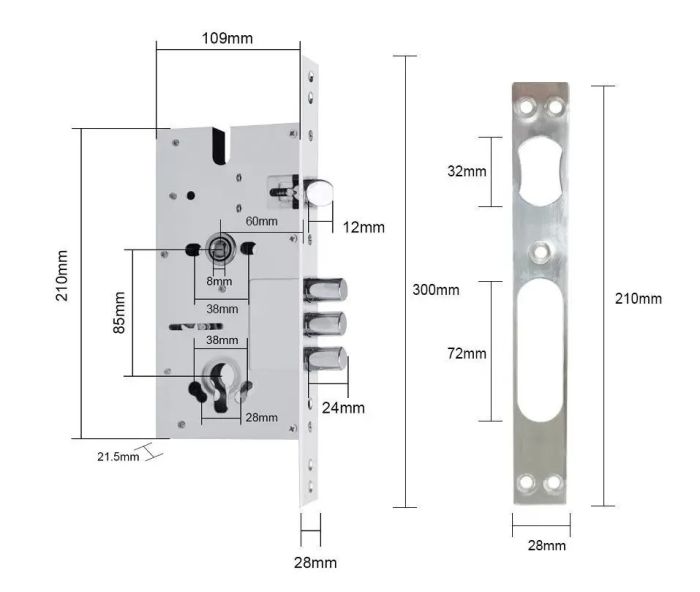 Розумний дверний біометричний замок SEVEN LOCK SL-7768BF silver (врізна частина (252) 6085)