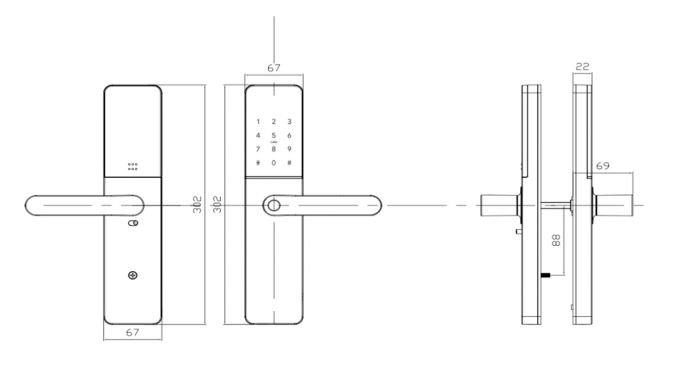 Розумний дверний біометричний замок SEVEN LOCK SL-7779BFW black (без врізної частини)