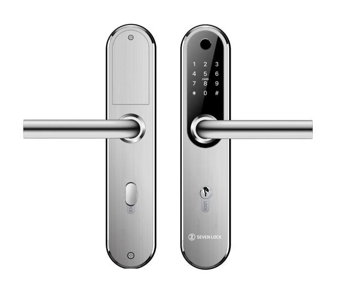 Розумний дверний біометричний замок SEVEN LOCK SL-7768BF (85мм) silver (без врізної частини)
