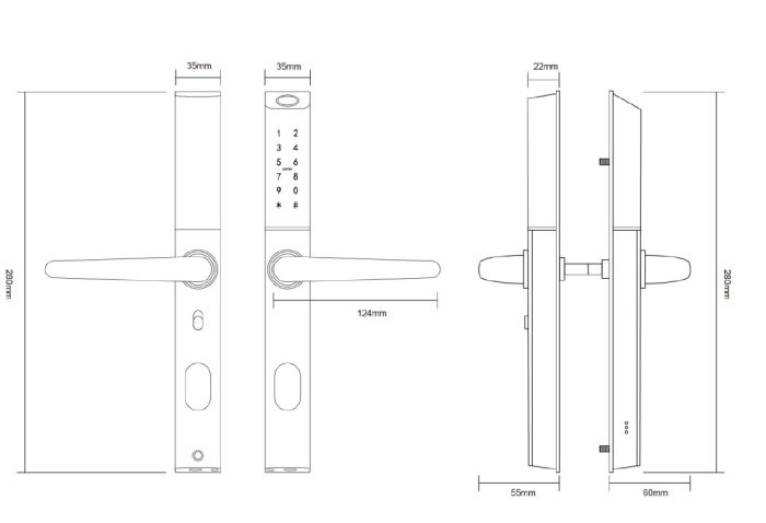 Розумний дверний біометричний замок SEVEN LOCK SL-7763BF black (без врізної частини)