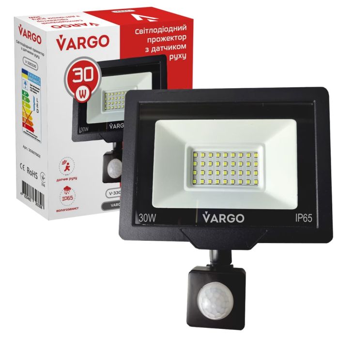 LED прожектор з датчиком руху VARGO 30W 6500K 2700lm (330330)