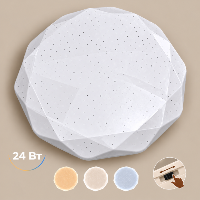 Світильник LED стельовий VARGO Diamond 24 Вт Ø340 мм, 3000K/4000К/6000K (120621)