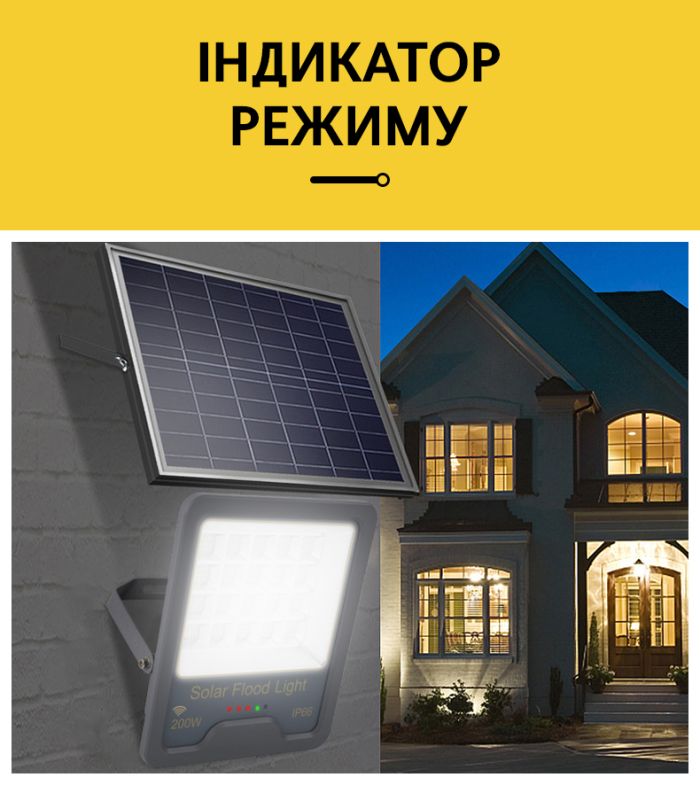 LED Прожектор VARGO на сонячній батареї 100W з датчиком руху
