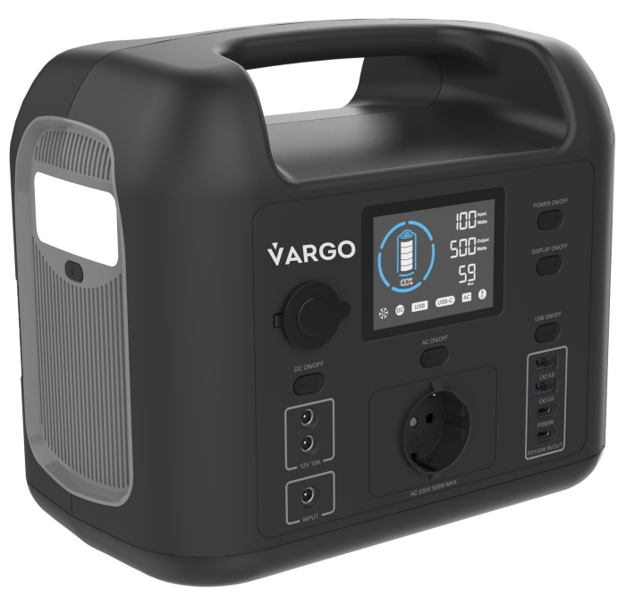Зарядна станція VARGO VRG 7834 500Вт / 518Вт*год / 162000mAh