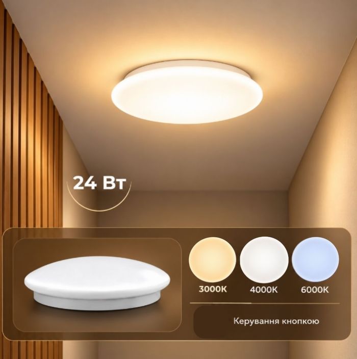 Світильник LED стельовий VARGO PRIME 24 Вт Ø340 мм, 3000K/4000К/6000K (120581)