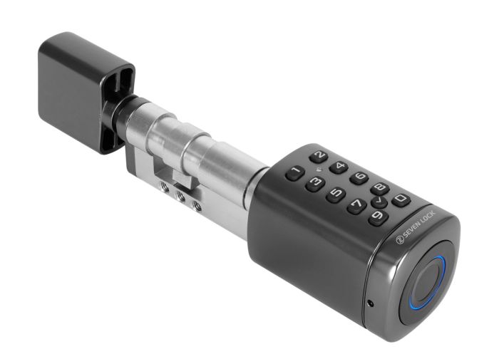 Розумний дверний біометричний замок (циліндр) SEVEN LOCK SL-7773BF black (40-106 мм)