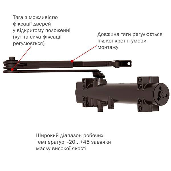 Дотягувач дверей 200 кг RYOBI 4550 dark bronze
