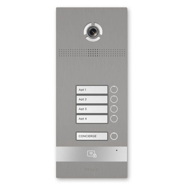 IP панель виклику на 4 абоненти Bas-IP BI-04 silver з розпізнаванням облич і зчитувачем UKEY для IP-домофонів