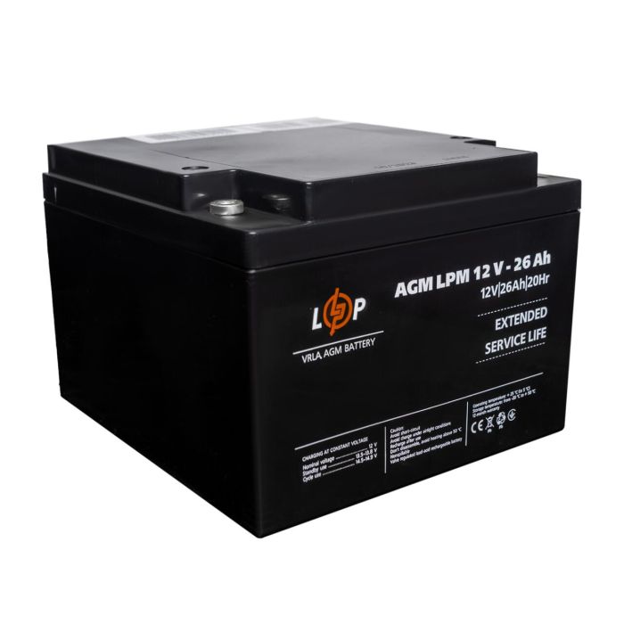 Розпродаж (22883) Акумулятор AGM LPM 12V - 26 Ah під болт М5 (08-2024)