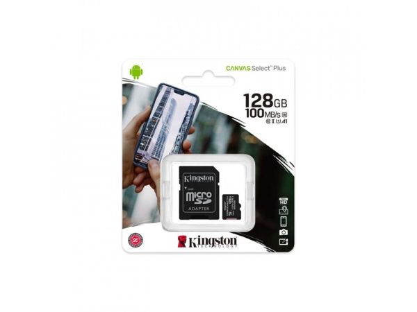 Карта пам'яті microSDXC (UHS-1) Kingston Canvas Select Plus 128Gb class 10 А1 (R-100MB/s) (adapter SD) (SDCS2/128GB)