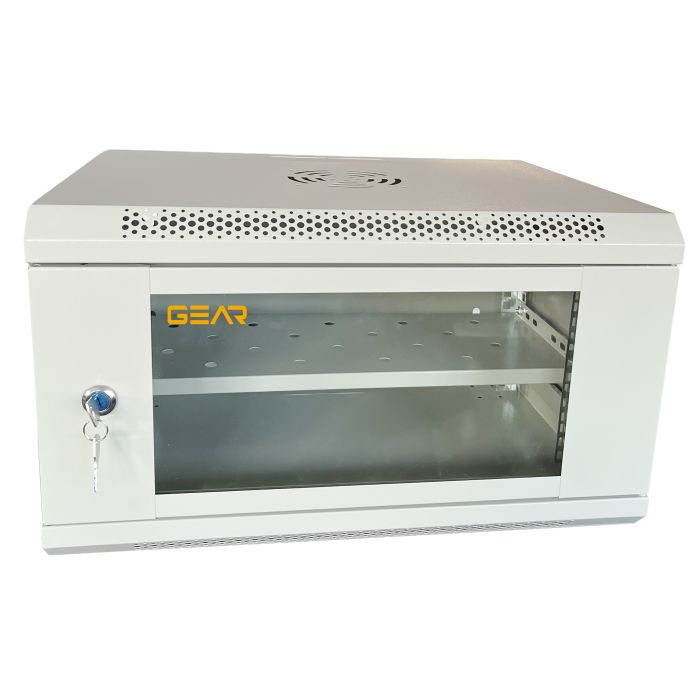 Шафа настінна серверна GEAR 6U 600x600х300 мм сірий із полицею (GWMSN-6U-600-600G)