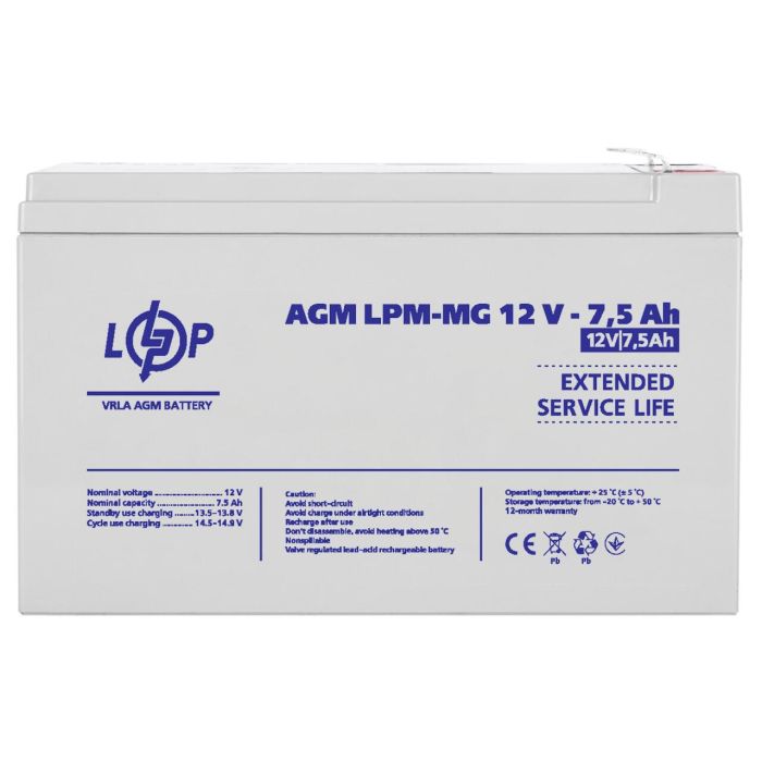 Акумулятор мультигелевий LPM-MG 12V - 7.5 Ah Уцінка