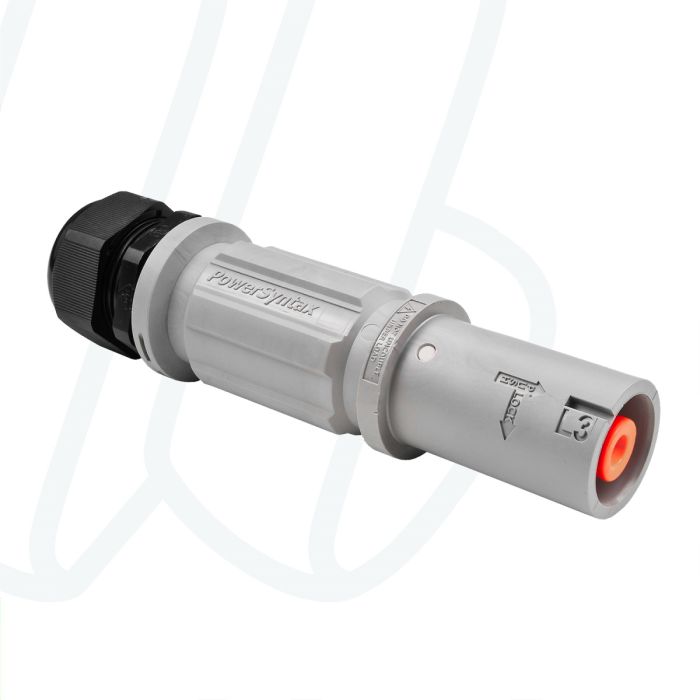 Розетка кабельна SPX, 480А, L3, 150 мм², ввід М40 Ø19–28мм, сіра | POWER SYNTAX (арт. SPX4LS3GY150MP)