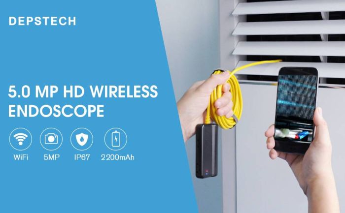 WiFi ендоскоп Depstech WF028 5Mp 8мм жорсткий [2 метра] (1085)