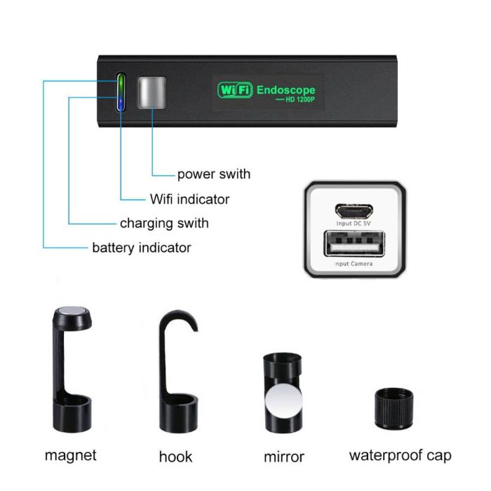 WiFi ендоскоп F150 HD 1200P 2Mp жорсткий [2 метра] (1089)