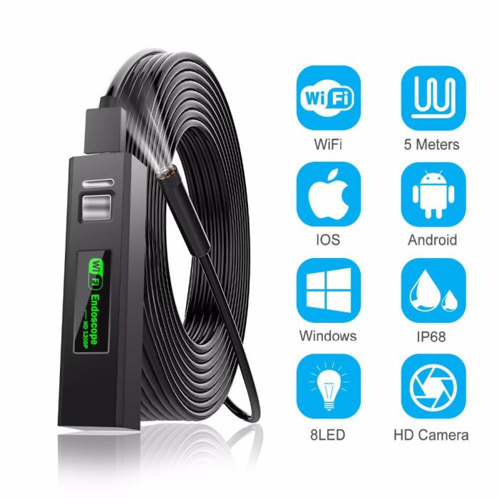 WiFi ендоскоп F150 HD 1200P 2Mp жорсткий [3 метра] (1090)