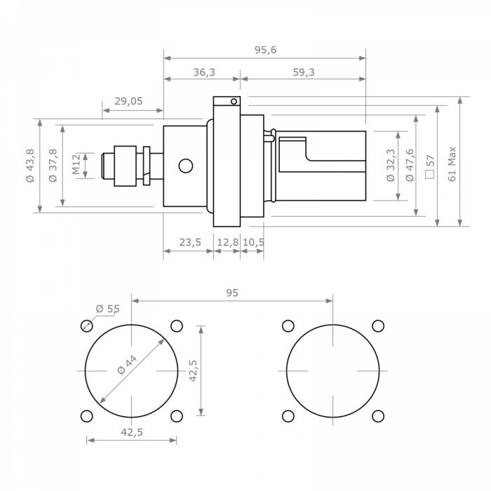 Штекер панельний SPX, 480А, N, підʼєднання М12, синій | POWER SYNTAX (арт. SPX4PDNBLM120000)