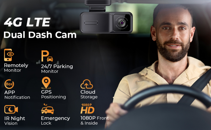 Автомобільний відеореєстратор KUBiTECH E5-CA10 (4G, GPS, DualCam)