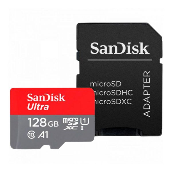 Карта пам'яті microSDXC (UHS-1) SanDisk Ultra 128Gb class 10 A1 (140Mb/s) (adapter SD) (SDSQUAB-128G-GN6MA)