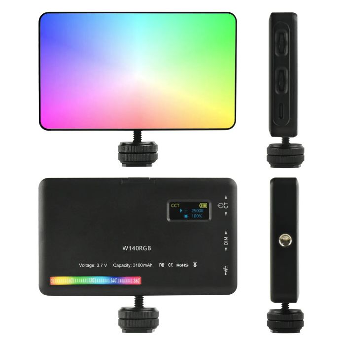 Накамерне світло кольорове 2500-9000К CRI 95+ AC Prof W140 RGB