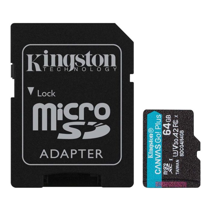 Карта пам'яті microSDXC (UHS-1 U3) Kingston Canvas Go! Plus 64Gb class 10 A2 V30 (R200MB/s) (adapter SD) (SDCG4/64GB)