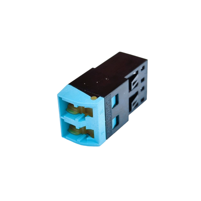 Адаптер LC Duplex із шторками, OM3/OM4 для панелі LAN1, aqua, Corning