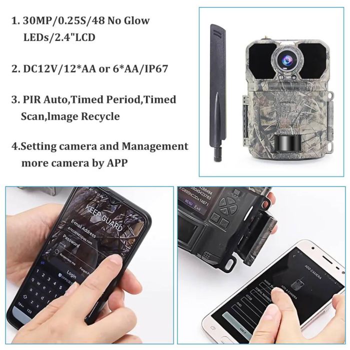 4G фотопастка KeepGuard KW895 (30Mp, 1080P)