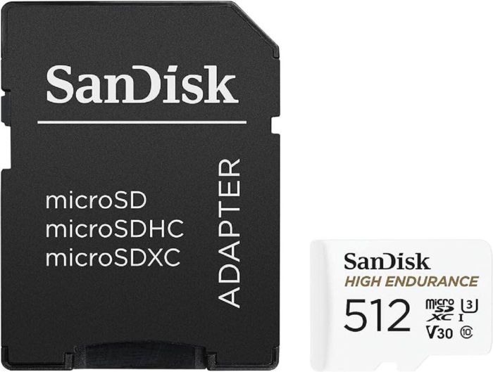 Карта пам'яті microSDXC (UHS-1 U3) SanDisk High Endurance 512Gb class 10 V30 (100Mb/s) (adapterSD) (SDSQQNR-512G-GN6IA)