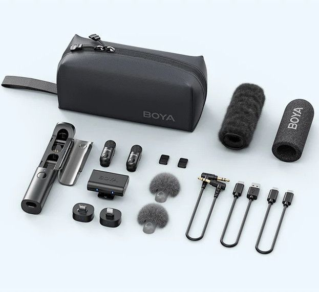 Мікрофон 4в1 петличний накамерний настільний ручний Type-C Lightning Boya Magic 02
