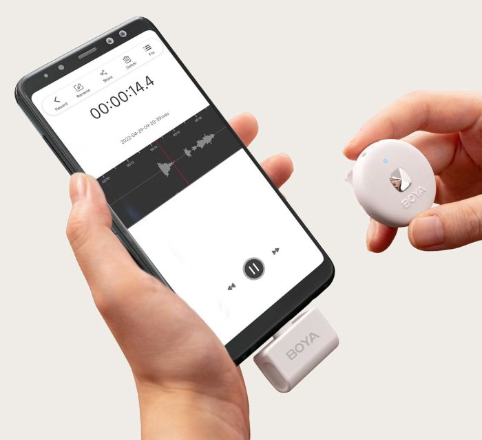 Мікрофон бездротовий Type-C білий iPhone Android Boya Omic-U White