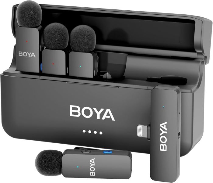 Бездротовий мікрофон на 4 петлички для телефона iPhone Lightning  BOYA BY-V4D