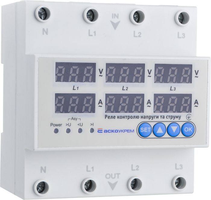 Реле контролю напруги та струму  RKV 4P 63A