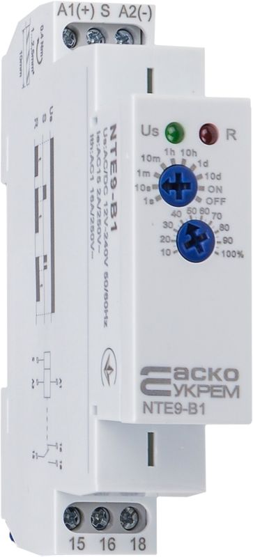 Реле затримки часу на вимкнення NTE9-B1 AC/DC 12-240V