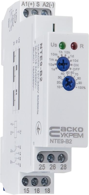 Реле затримки часу на вимкнення  NTE9-B2 AC/DC 12-240V