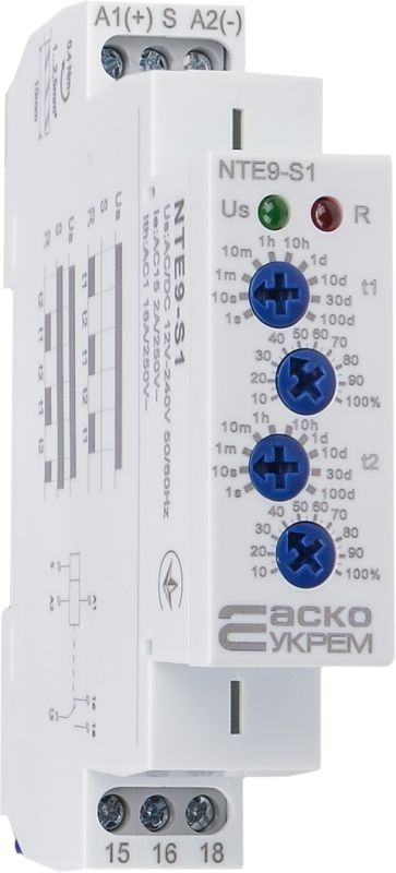 Реле часу асиметричного циклу  NTE9-S1 AC/DC 12-240V