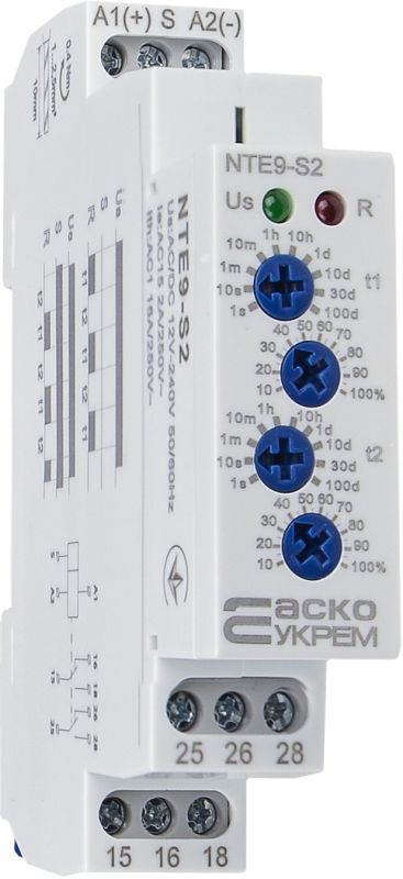 Реле часу асиметричного циклу NTE9-S2 AC/DC 12-240V