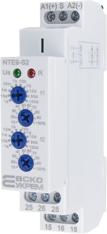 Реле часу асиметричного циклу NTE9-S2 AC/DC 12-240V