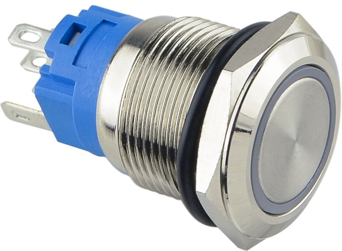 TYJ 19-271  Кнопка металева пласка з підсвічуванням, 1NO+1NC, червона  220V.